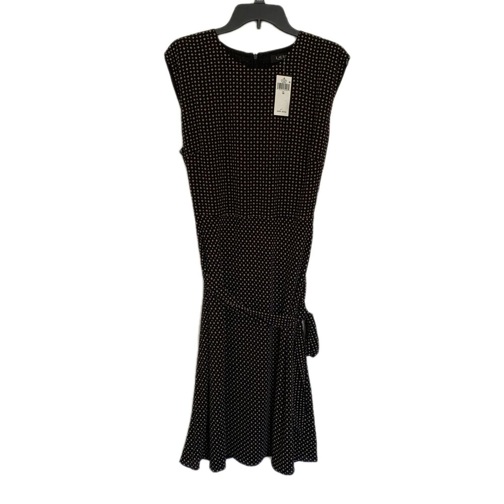 Lauren Ralph Lauren Women’s NWT black and yellow sheer sleeveless dress size 14